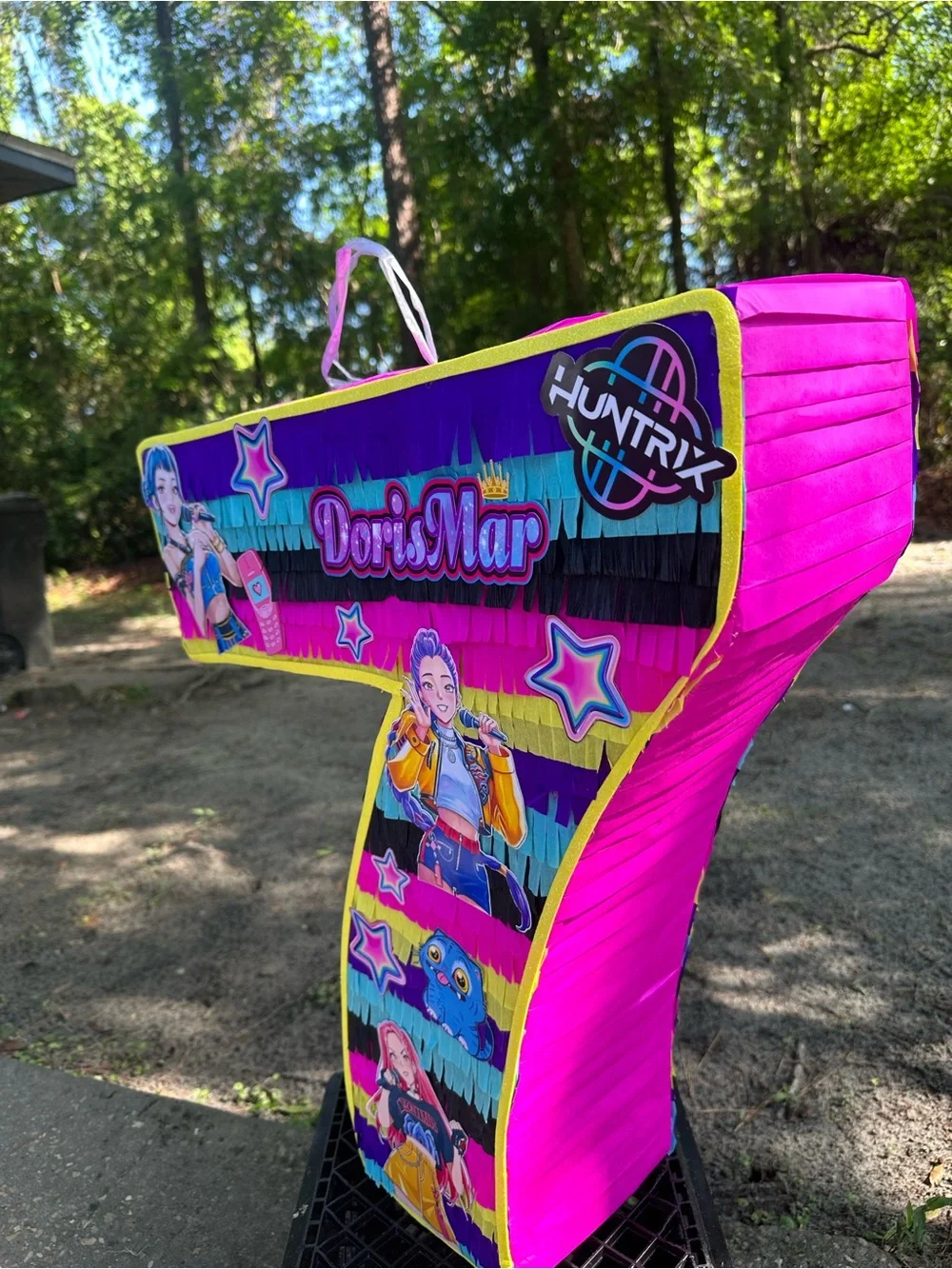 Number 7 Party Piñata in Bright Rainbow